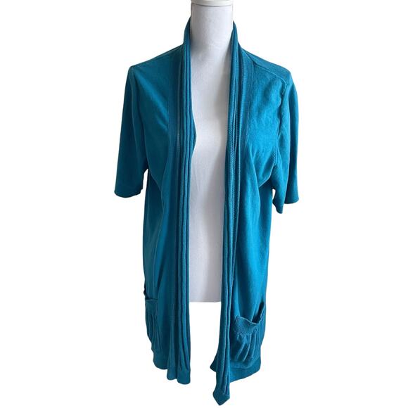 Lane‎ Bryant Women Tunic Cardigan Sweater 18/20 Teal Open Front Casual Office - Picture 1 of 9